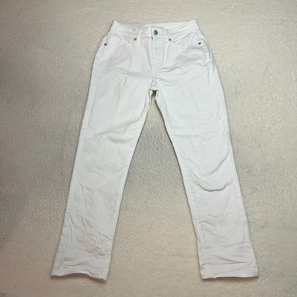 LOFT Jeans Womens 25/0P White The Girlfriend Straight Leg Denim Petite Pants